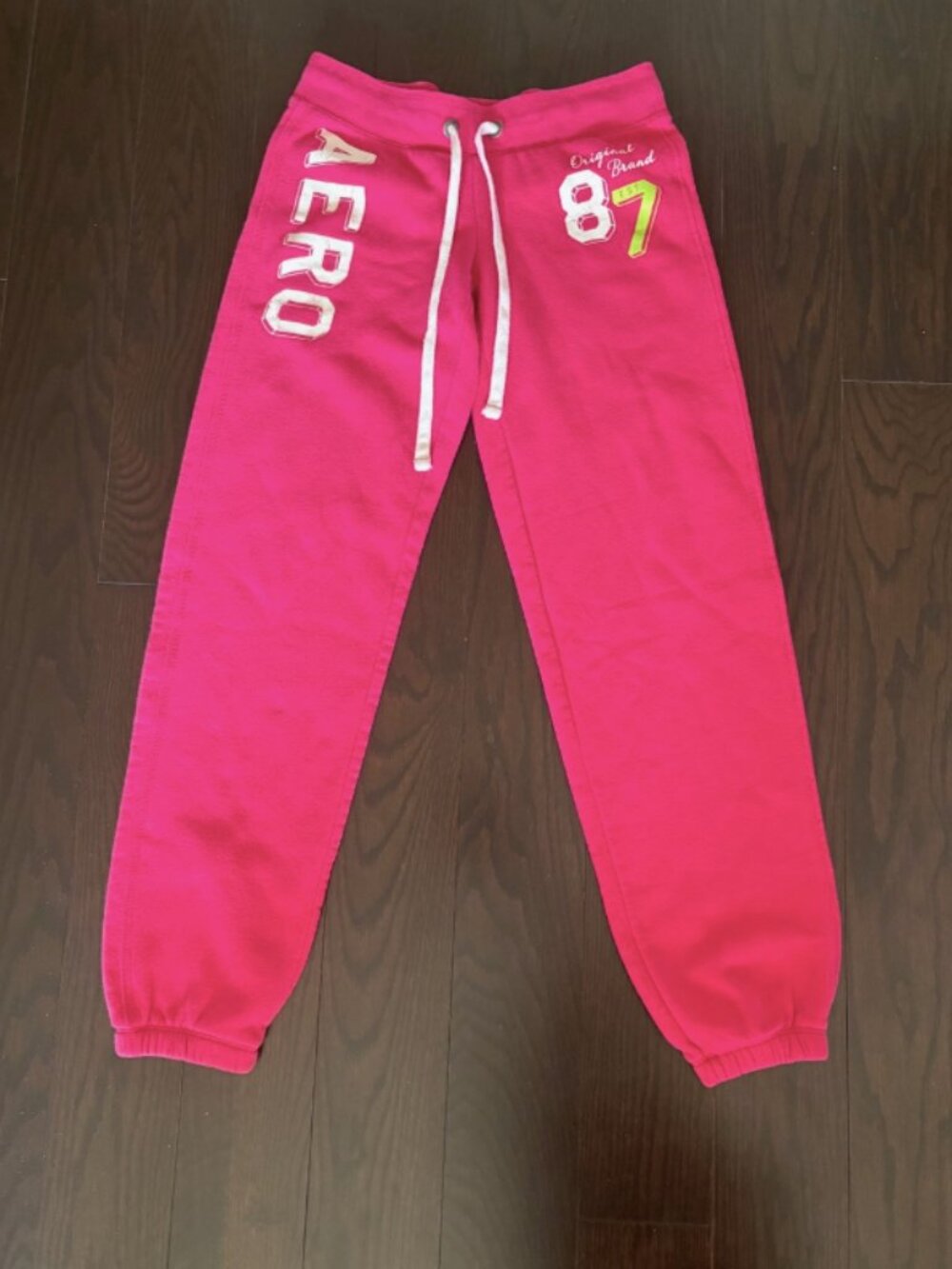 Pink Fleece-Lined Varsity Sweatpants from Aeropostale with Drawstrings and Elast